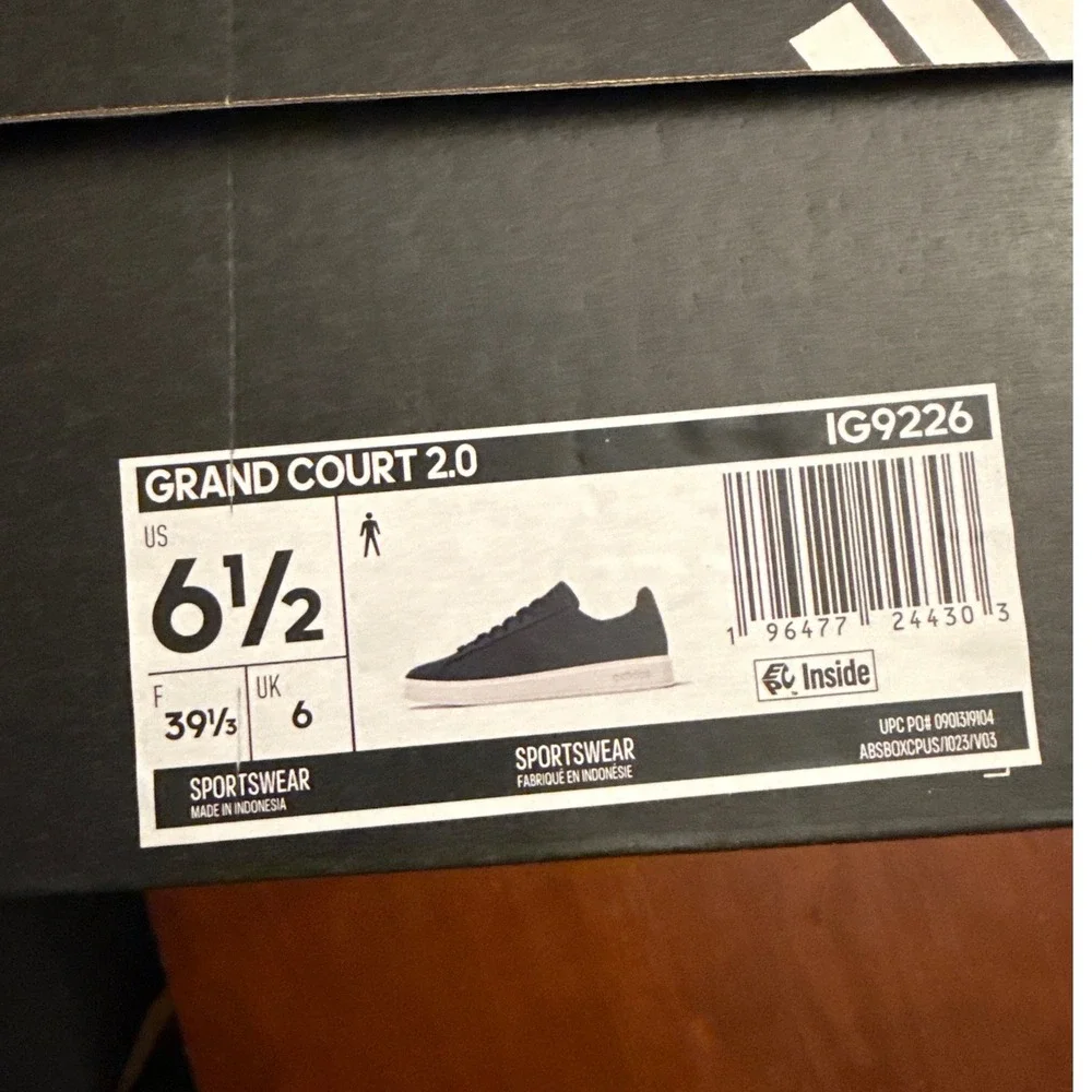 Adidas Grand Court 2.0 US‎ men's 6.5 women 8 Aurora Ink IG9226 grey white NIB
